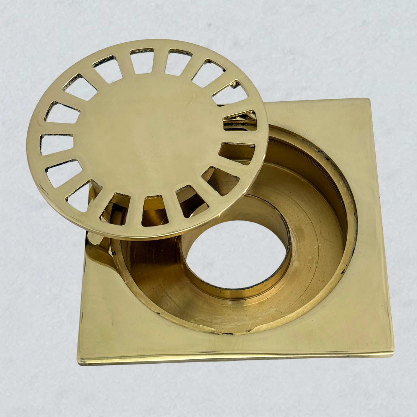 Unlacquered Brass Shower Drain with Removable Cover, Solid Brass Square Shower Drain