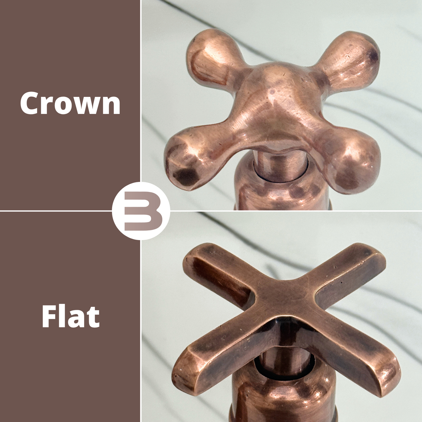 Antique Copper Bridge Faucet with Sprayer, Cold Water Faucet, Straight Legs and Cross Handles