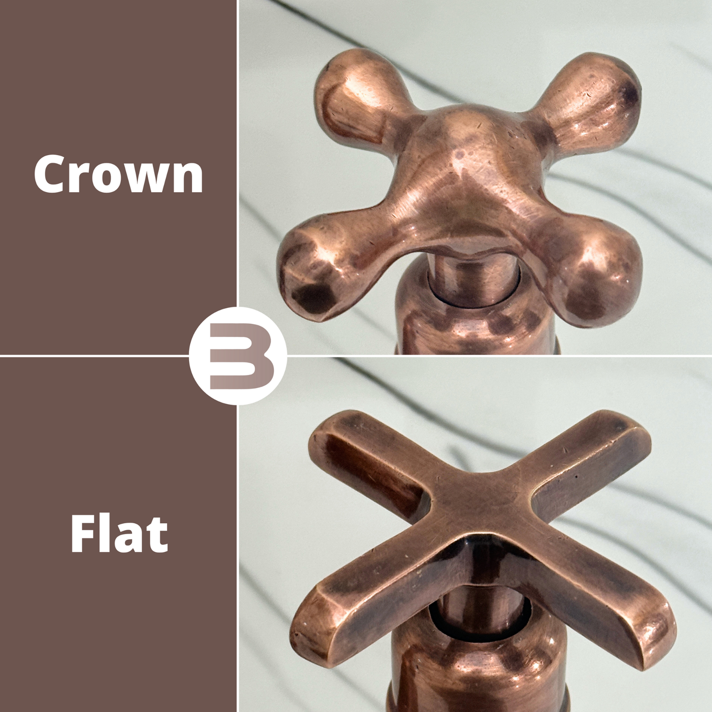 Antique Copper Kitchen Bridge Faucet with Ball Center, Sprayer, Cold Water Faucet, Straight Legs and Cross Handles