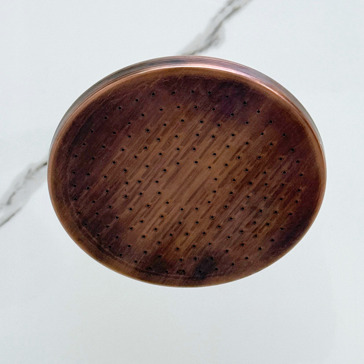 Antique Copper Shower System with Flat Round Rain Adjustable Shower Head, Short Arm and Cross Handles