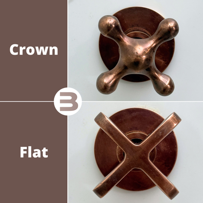 Antique Copper Shower System with Adjustable Flat Round Rain Shower Head, Straight Arm and Cross Handles