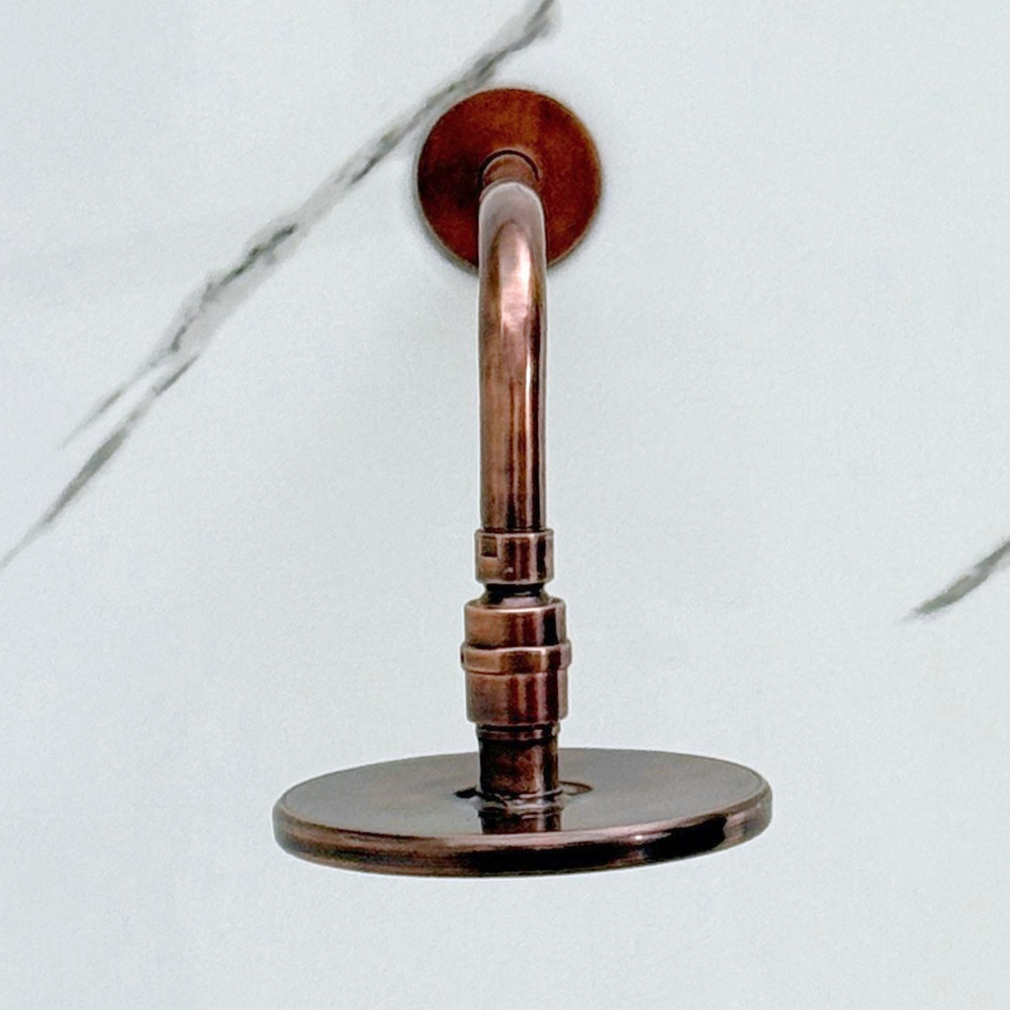 Antique Copper Shower System with Adjustable Flat Round Rain Shower Head, Straight Arm and Cross Handles