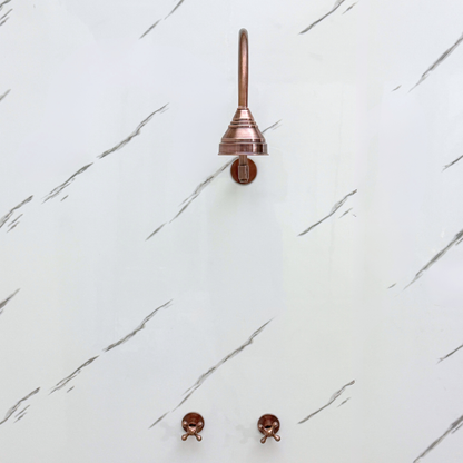 Antique Copper Shower System with Round Rain Shower Head, Arcuate Arm and Cross Handles