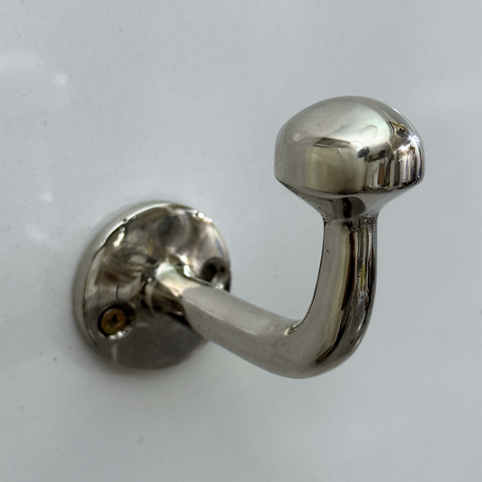 Polished Nickel Wall Hook, Nickel Coat Hooks, Nickel Towel Hook, Solid Hook for Bathroom or Kitchen