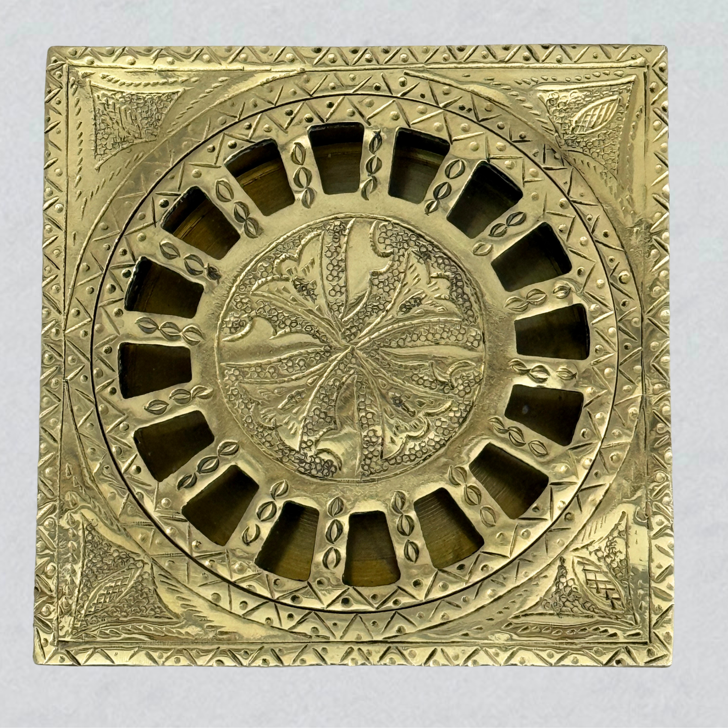 Unlacquered Brass Engraved Shower Drain with Removable Cover, Solid Brass Square Shower Drain