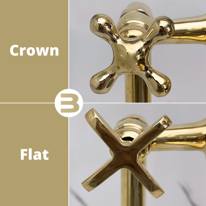 Unlacquered Brass Freestanding Bathtub Faucet, Solid Brass Clawfoot Tub Filler with Handheld Shower Head and Cross Handles