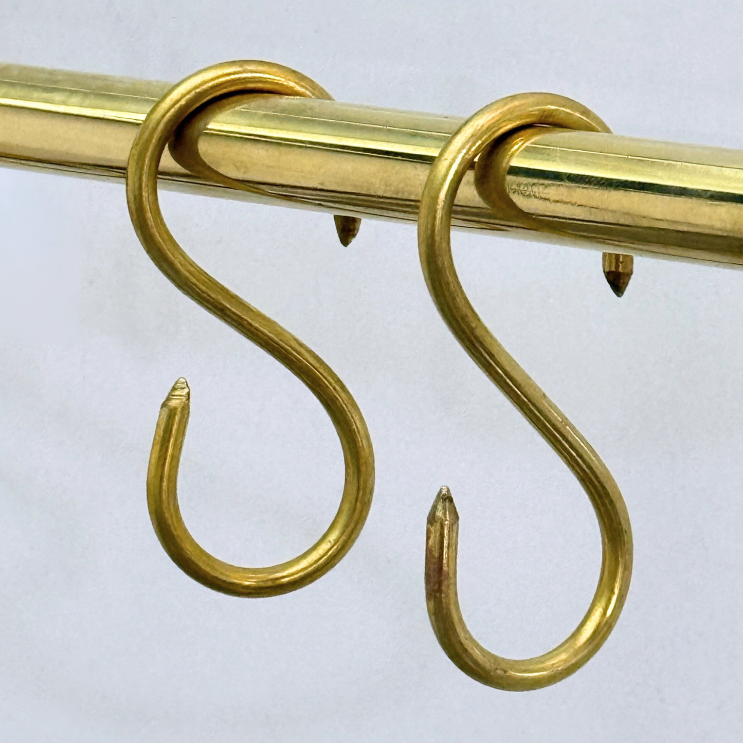 Unlacquered Brass Hanging Pot Rack, Solid Brass Pan Racks, Brass Kitchen Rail With Hooks, Brass Wall Mount Hooks