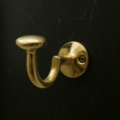 Unlacquered Brass Hooks, Solid Brass Robe Hook, Heavy Duty Single Hook, Wall Mount Robe Hooks