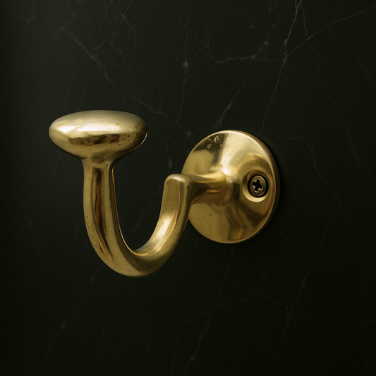 Unlacquered Brass Hooks, Solid Brass Robe Hook, Heavy Duty Single Hook, Wall Mount Robe Hooks