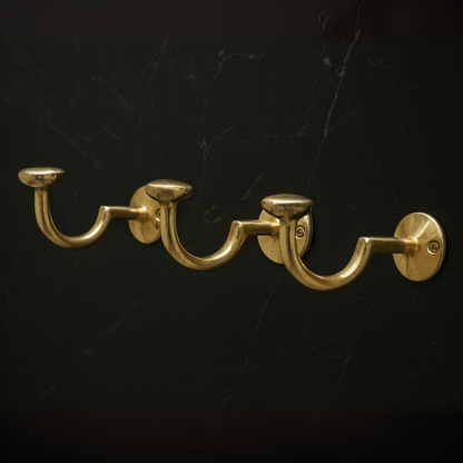 Unlacquered Brass Hooks, Solid Brass Robe Hook, Heavy Duty Single Hook, Wall Mount Robe Hooks