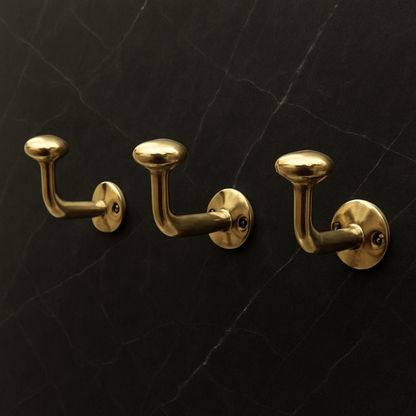Unlacquered Brass Hooks, Solid Brass Robe Hook, Wall Mount Robe Hooks, Heavy Duty Single Hook