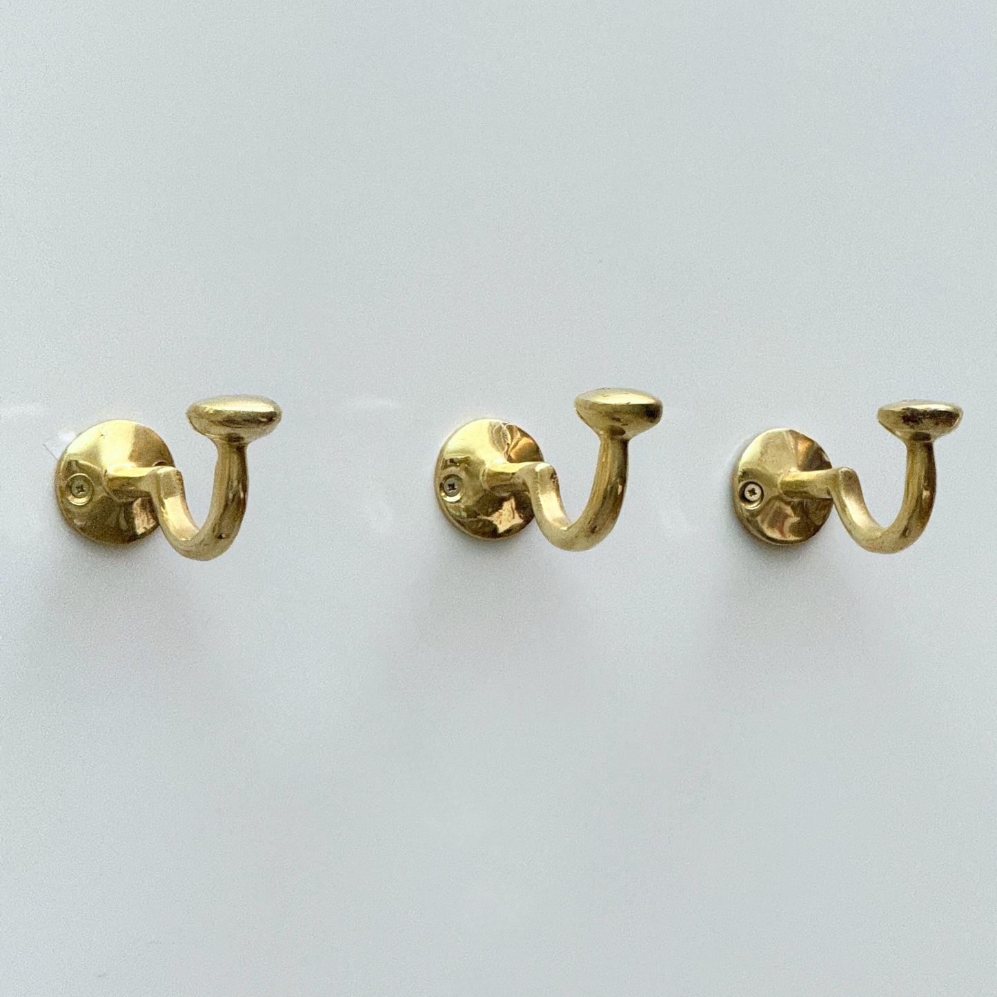 Unlacquered Brass Hooks, Solid Brass Robe Hook, Heavy Duty Single Hook, Wall Mount Robe Hooks