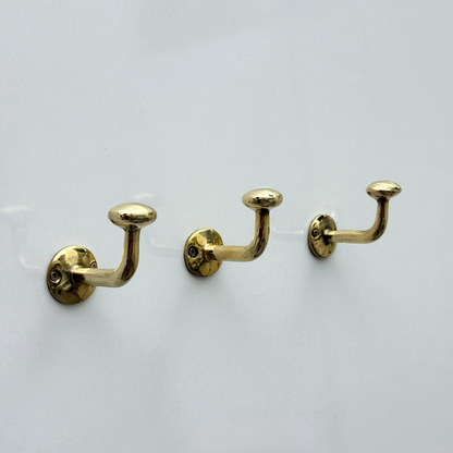 Unlacquered Brass Hooks, Solid Brass Robe Hook, Wall Mount Robe Hooks, Heavy Duty Single Hook