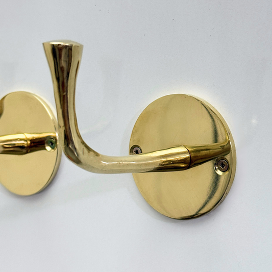 Unlacquered Brass Hooks, Solid Brass Robe Hook, Wall Mount Robe Hooks, Heavy Duty Single Hook