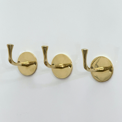 Unlacquered Brass Hooks, Solid Brass Robe Hook, Wall Mount Robe Hooks, Heavy Duty Single Hook