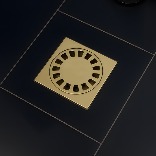 Unlacquered Brass Shower Drain with Removable Cover, Solid Brass Square Shower Drain