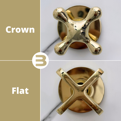 Unlacquered Brass Shower System with Adjustable Flat Round Rain Shower Head, Arcuate Arm and Cross Handles