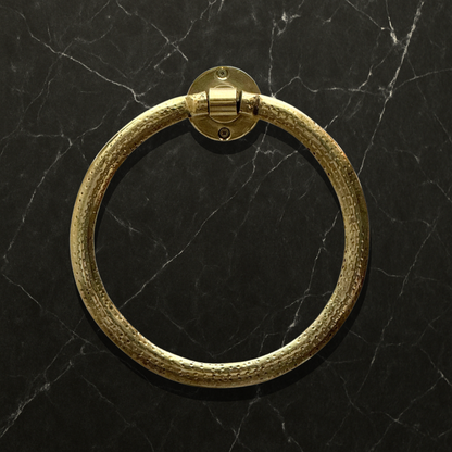 Unlacquered Brass Towel Holder, Brass Hammered Towel Hanger, Bathroom Wall Mounted Towel Ring