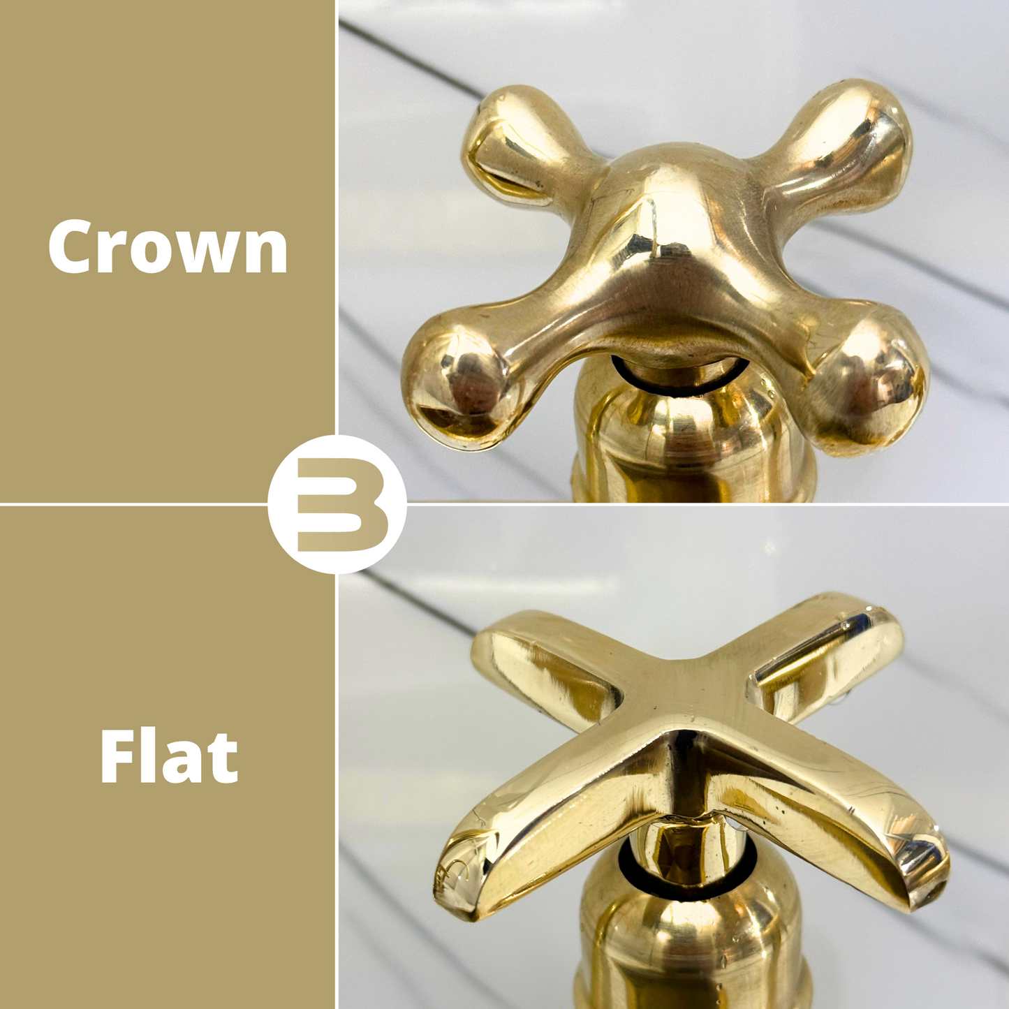Unlacquered Brass Victorian Bridge Faucet with Sprayer, Cold Water Faucet and Cross Handles